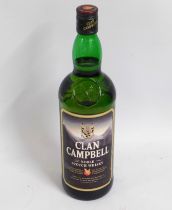 A bottle of Clan Campbell Scotch whisky, one litre