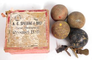 As found, a boxed set of croquet balls by A. G. Sp