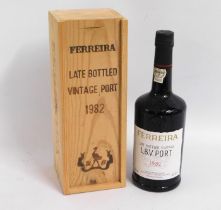 A cased bottle of Ferreira late bottled 1982 vinta