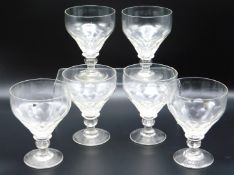 A set of six 19thC. glass ale rummers, one has sma