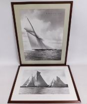 A pair large framed of artistic Beken of Cowes photographic marine prints of yachts, White Heather 1