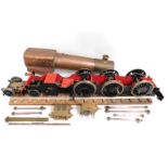 A part built steam locomotive model, rail measures