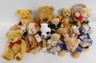 A large quantity of teddy bears, approx 26, includ