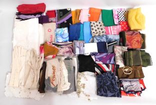 A quantity of silk scarves, handkerchiefs, gloves,