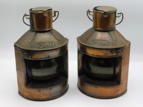 A pair of reproduction port & starboard lanterns,