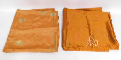 Two early 20thC. antique embroidered bed sheets