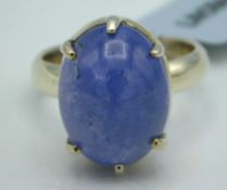 A sterling silver ring & tanzanite, unworn with ce