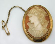 A 9ct gold mounted cameo, 10.9g, 40mm x 32mm
