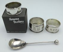A boxed 1995 Harman Brothers silver napkin ring tw