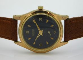 A gents gold plated Roamer wristwatch, running, ca