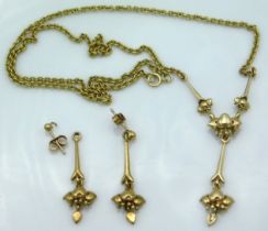 A 9ct gold necklace set with small diamond set in