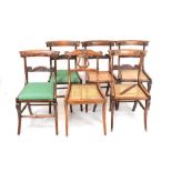 Five Regency sabre-leg dining chairs plus one other