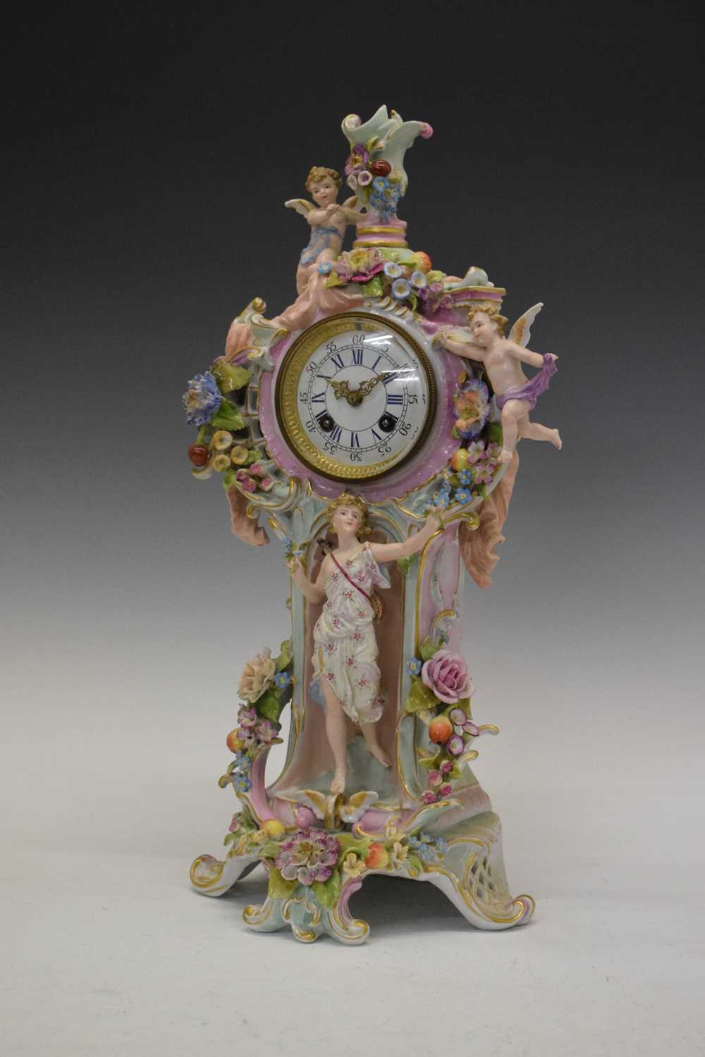 Impressive German porcelain mantel clock - Image 9 of 9