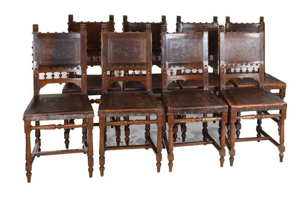 Set of eight fruitwood and leather chairs - Image 13 of 14
