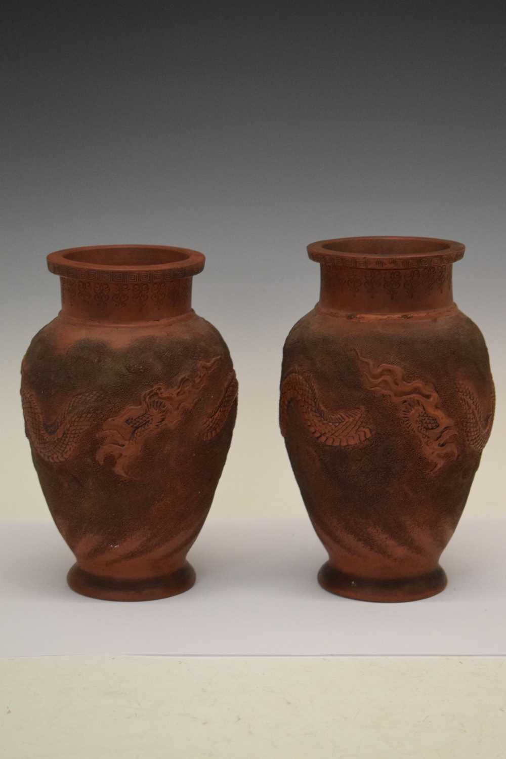 Pair of Chinese pottery vases with dragon decoration, - Image 15 of 18