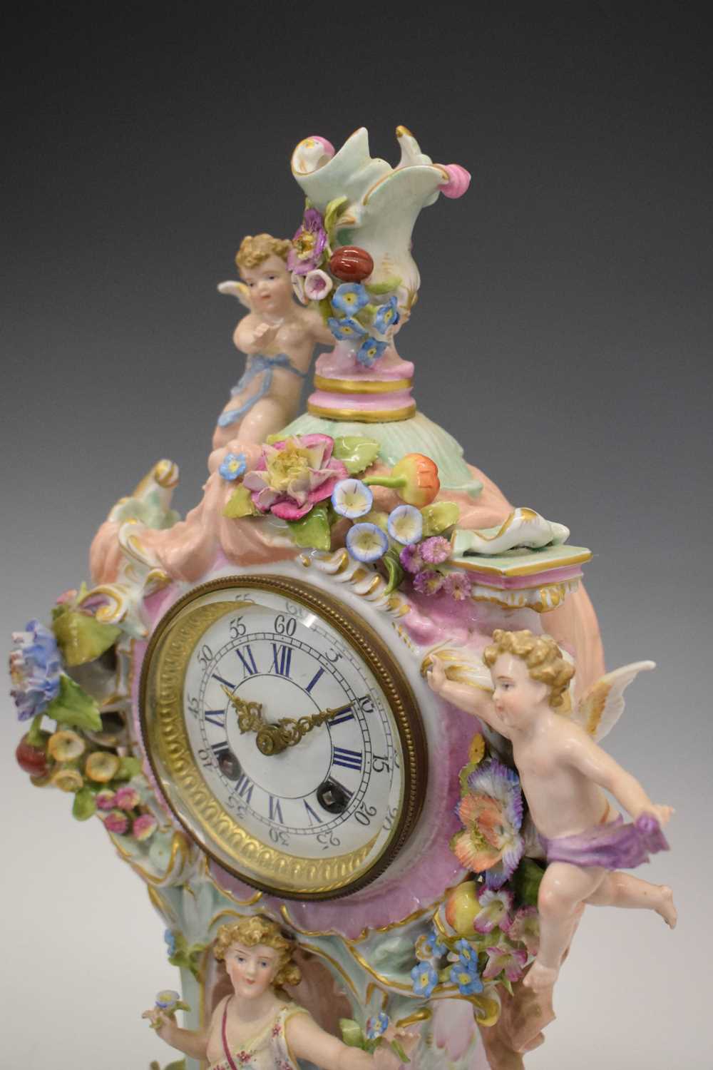 Impressive German porcelain mantel clock - Image 2 of 9