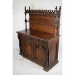 Victorian oak Gothic Revival side cabinet