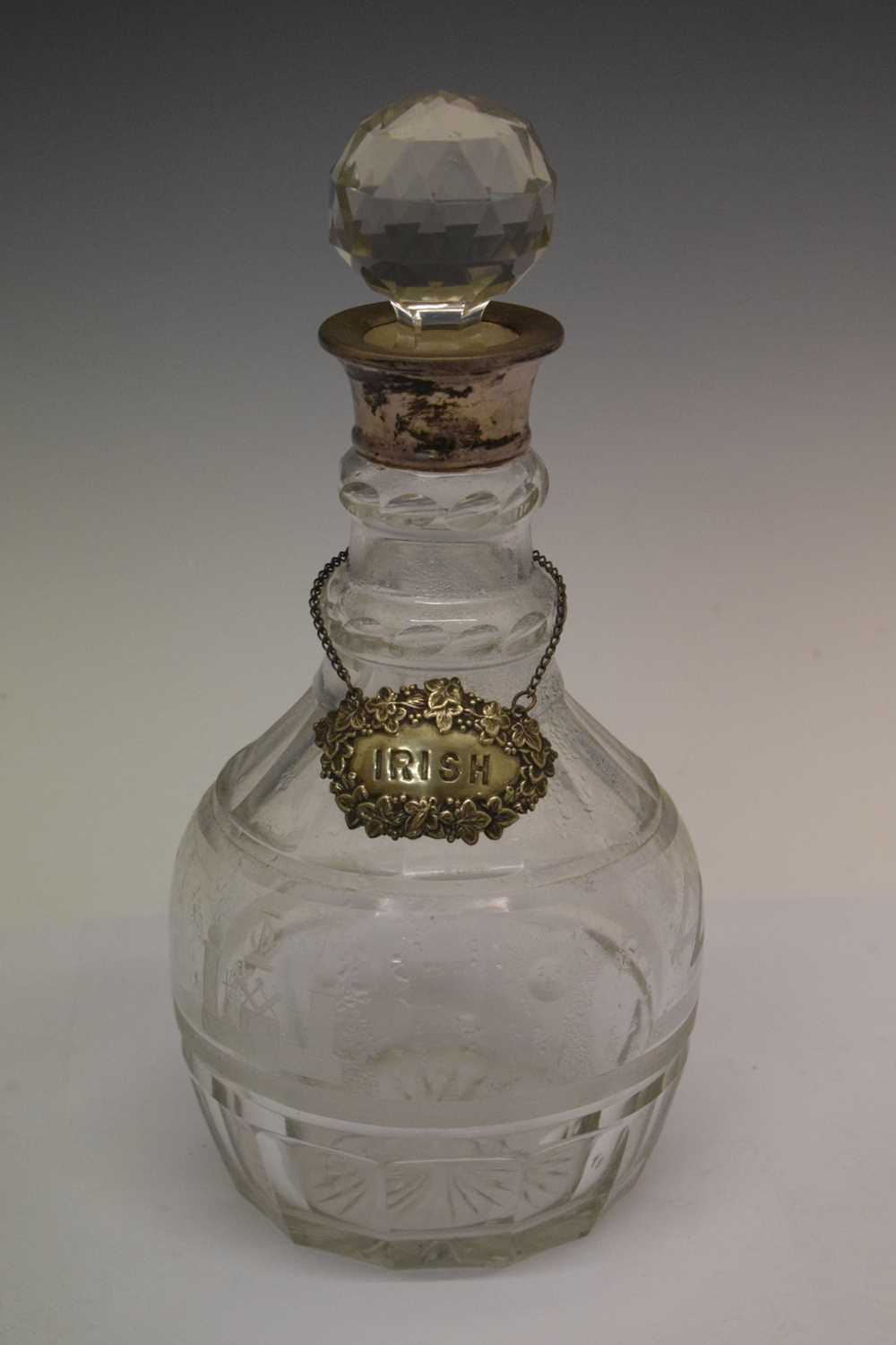 Elizabeth II silver-mounted glass decanter with engraved Masonic decoration, - Image 12 of 16