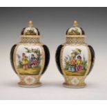Pair of Dresden vases and covers