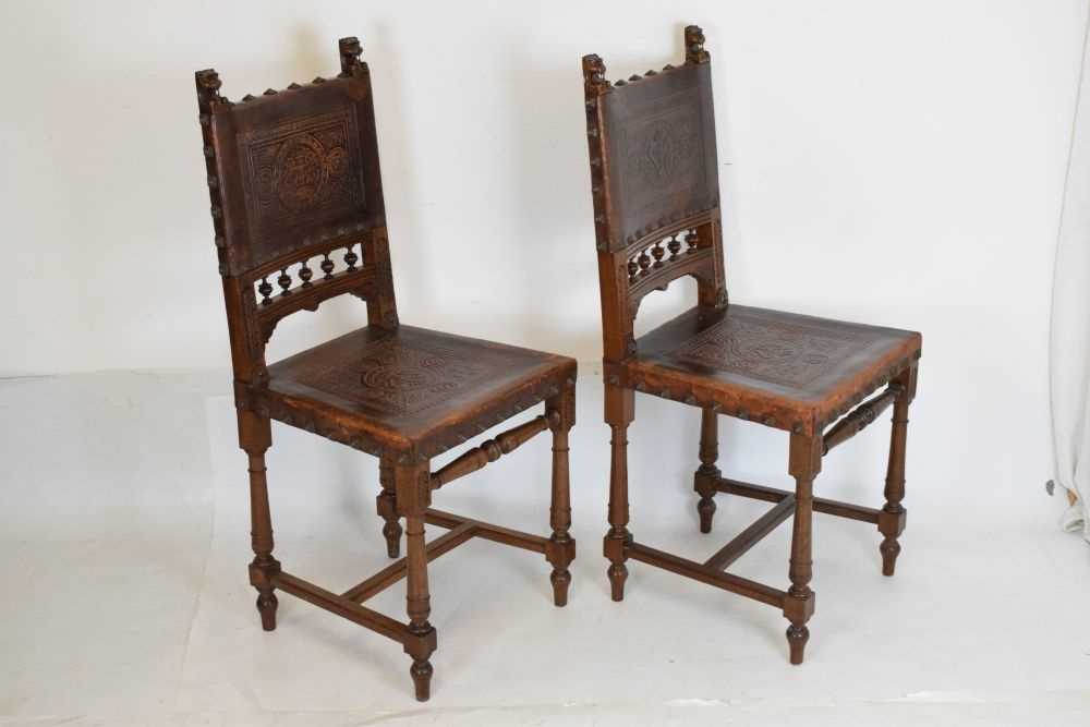 Set of eight fruitwood and leather chairs - Image 10 of 14