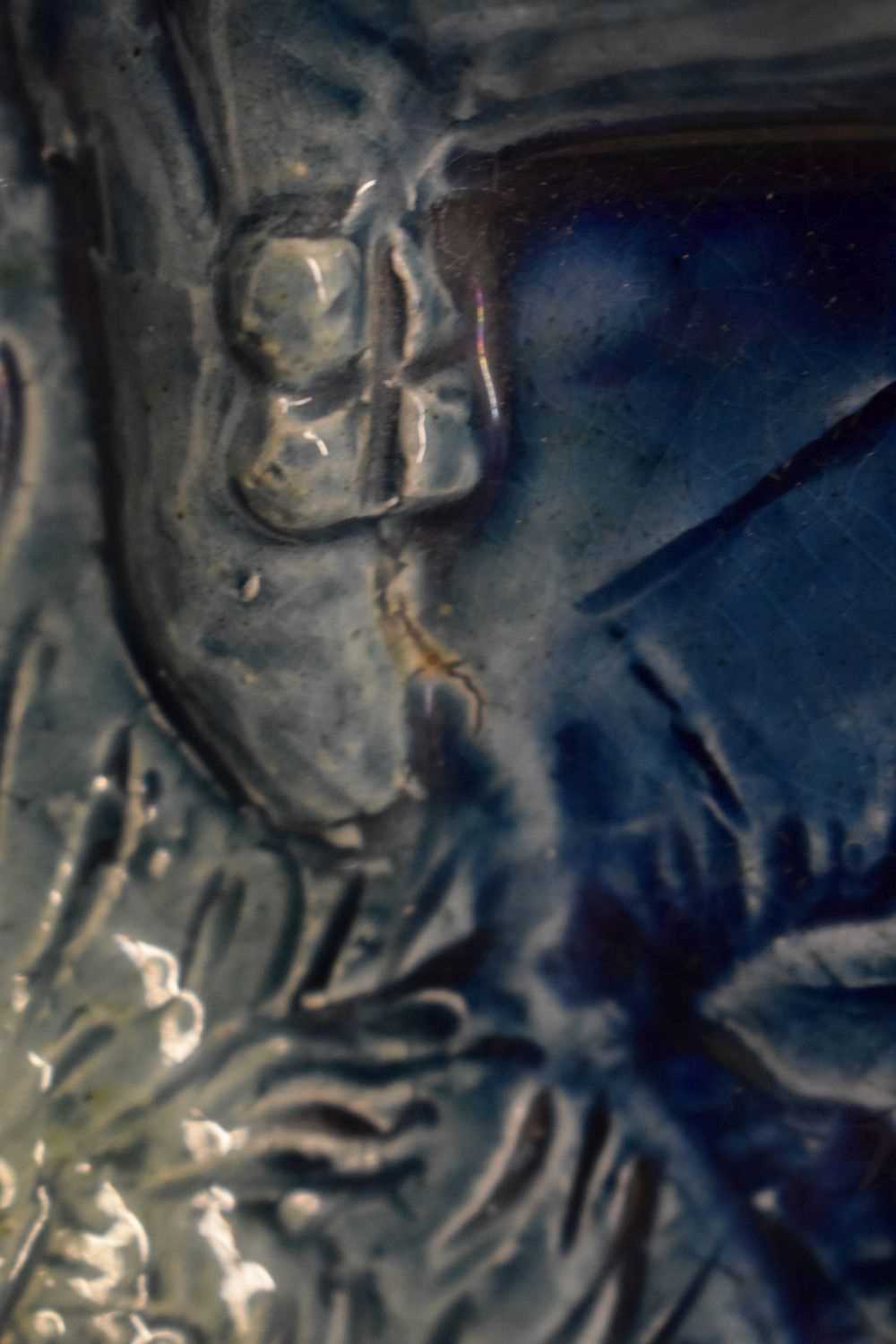 Blue glazed majolica tile plaque - Image 4 of 7