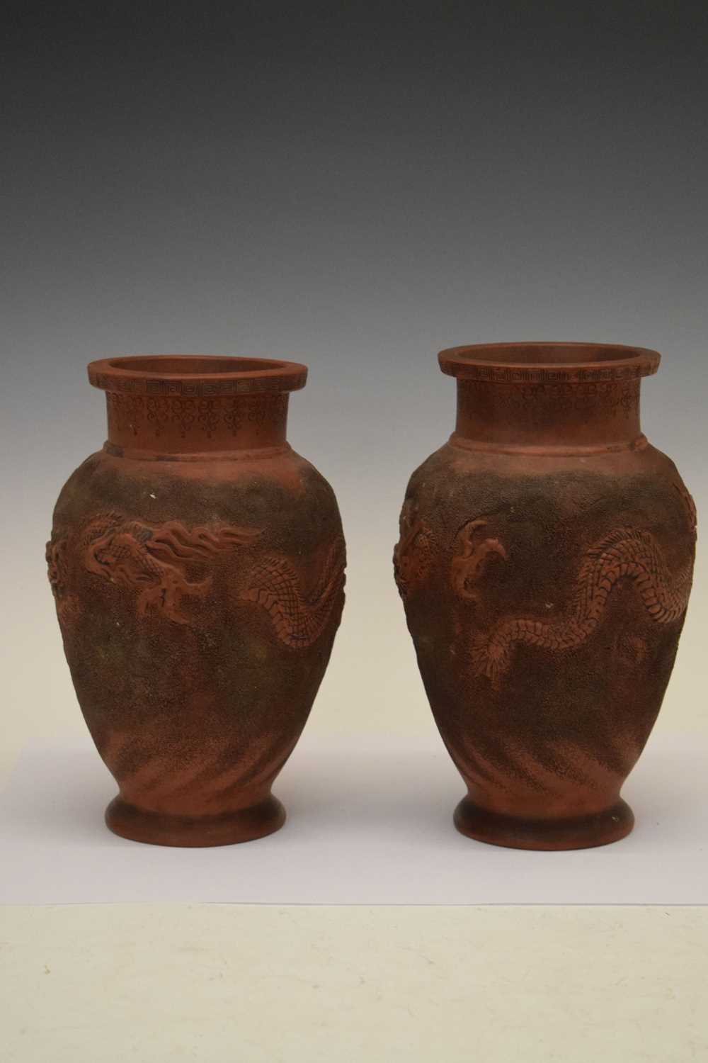 Pair of Chinese pottery vases with dragon decoration, - Image 16 of 18