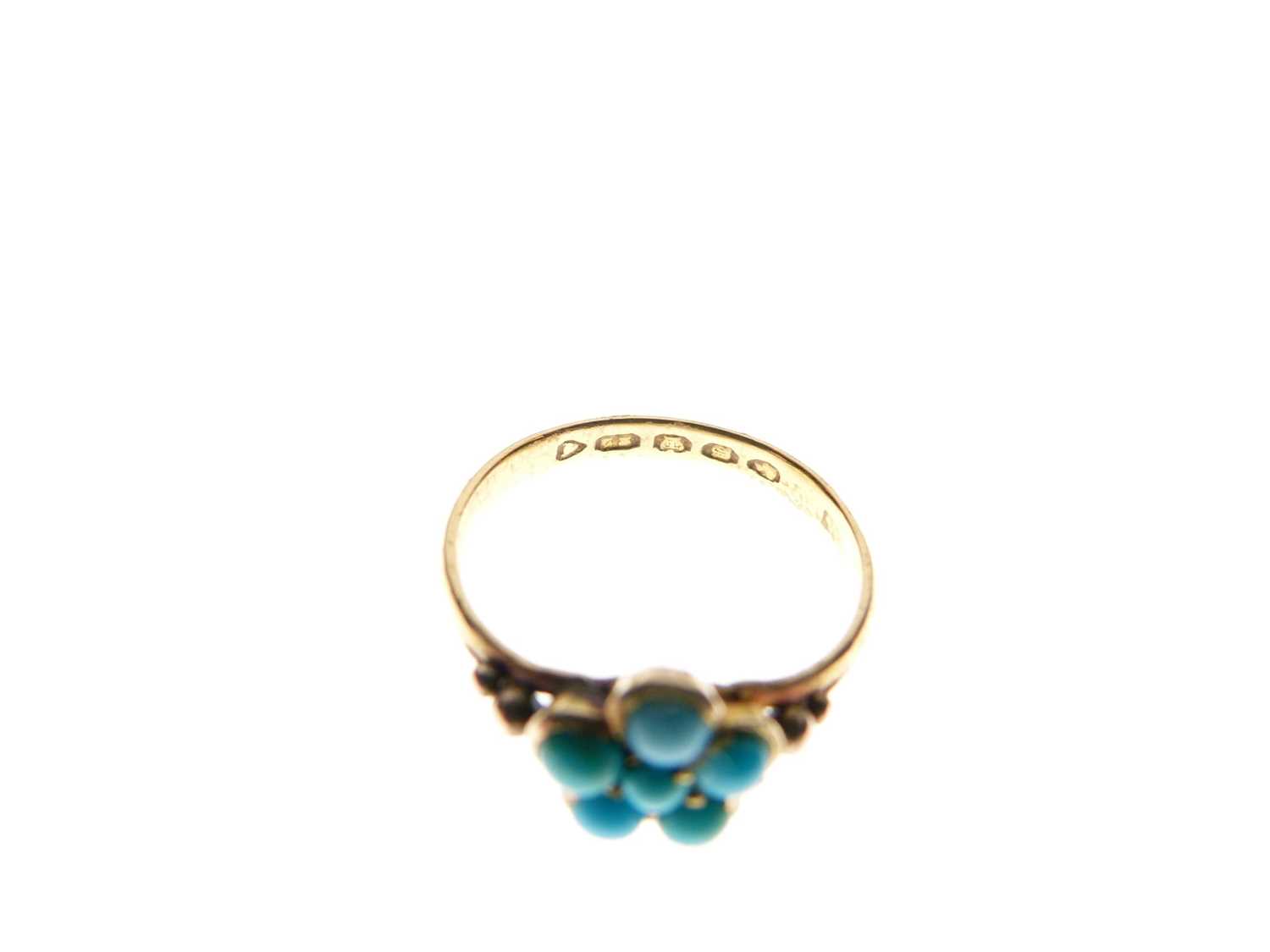22ct gold ring set turquoise cluster - Image 3 of 4