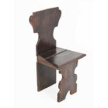 Oak plank chair, carved 'AM 1647'