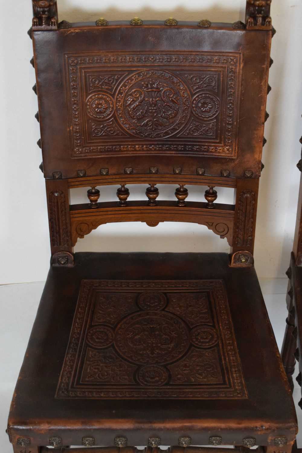 Set of eight fruitwood and leather chairs - Image 6 of 14