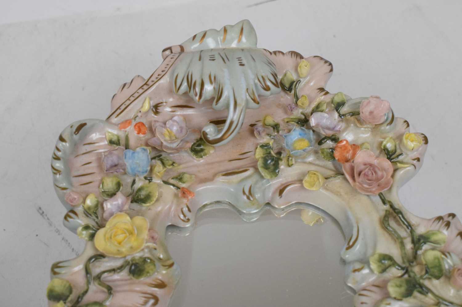 Pair of 20th Century German Sitzendorf porcelain mirrors - Image 2 of 7