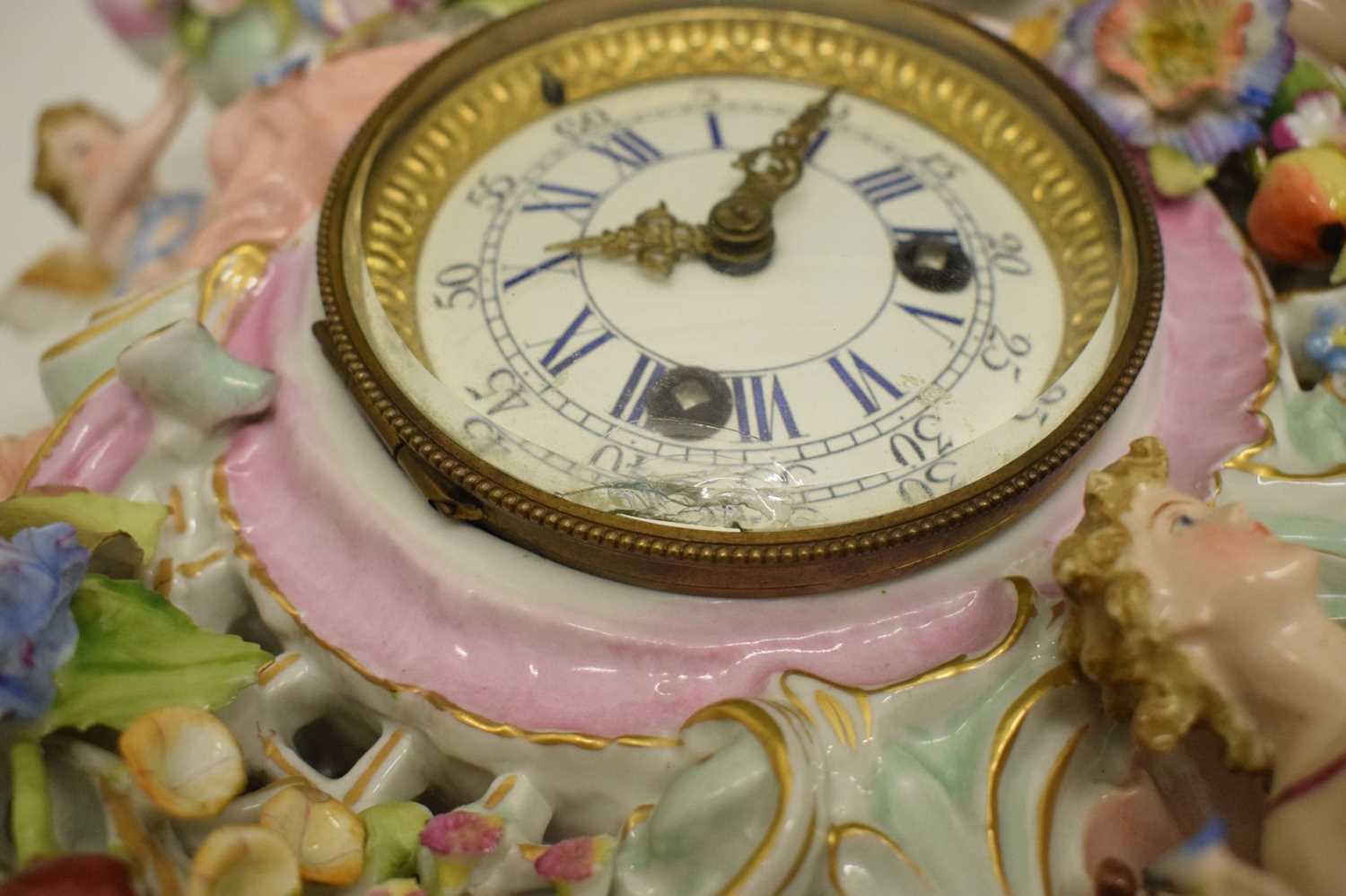 Impressive German porcelain mantel clock - Image 7 of 9