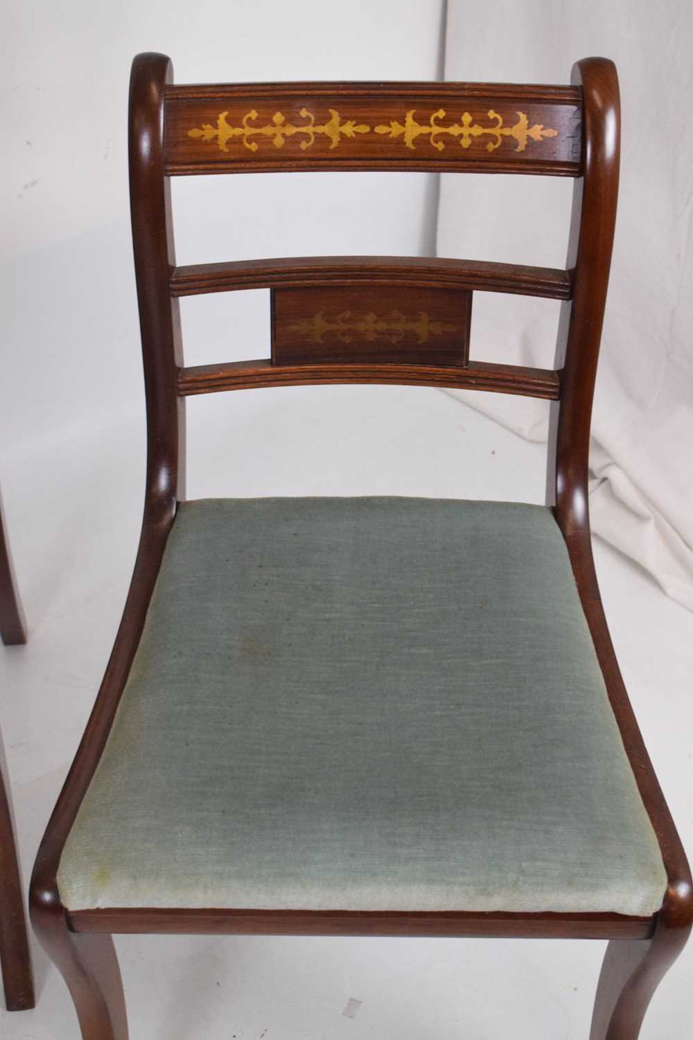 Set of four mahogany and brass inlaid chairs - Image 5 of 12