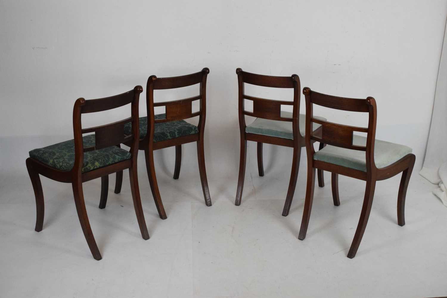 Set of four mahogany and brass inlaid chairs - Image 6 of 12