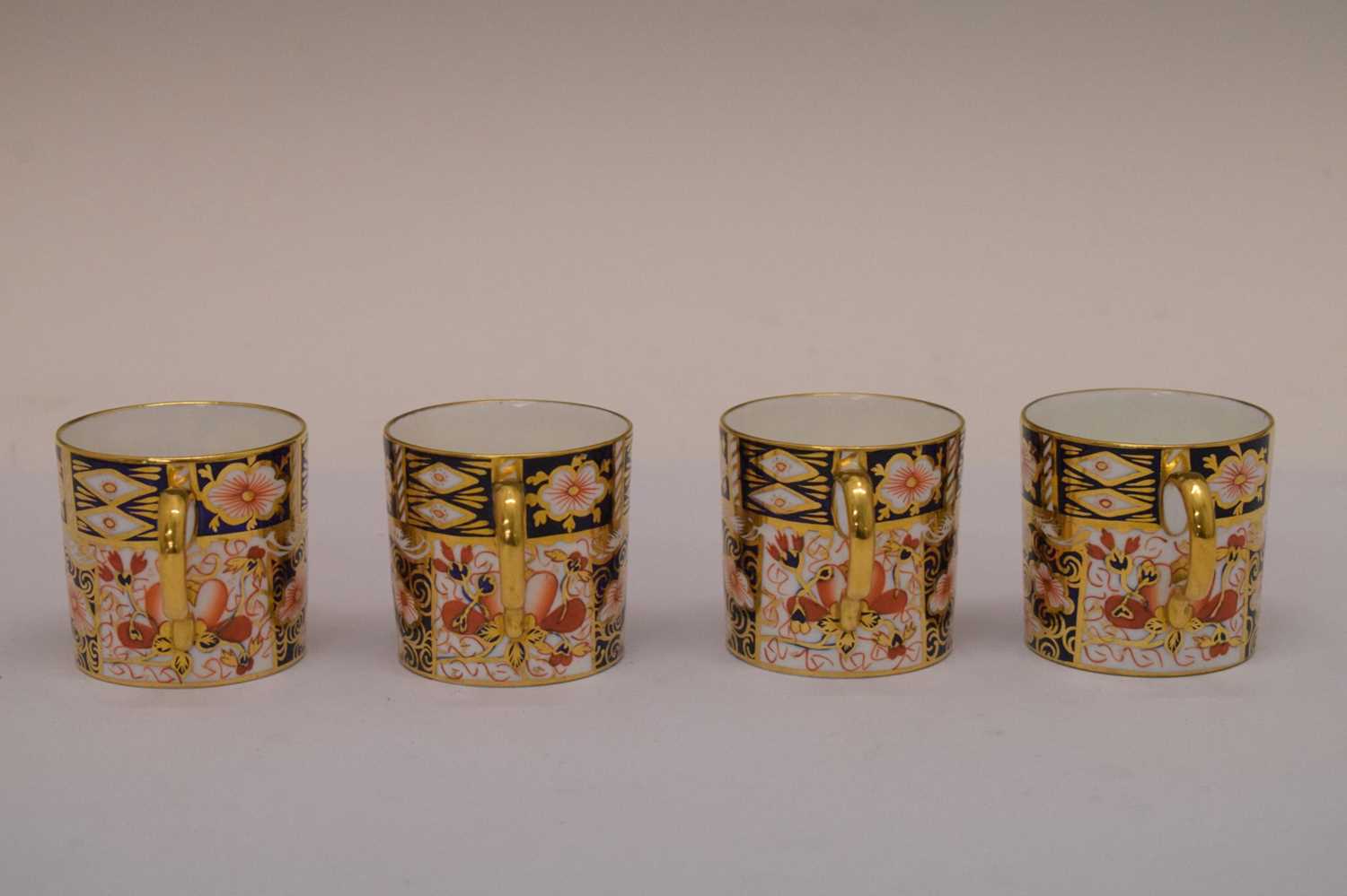 Royal Crown Derby Imari pattern dish, four coffee cans and four saucers - Image 10 of 12