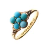 22ct gold ring set turquoise cluster