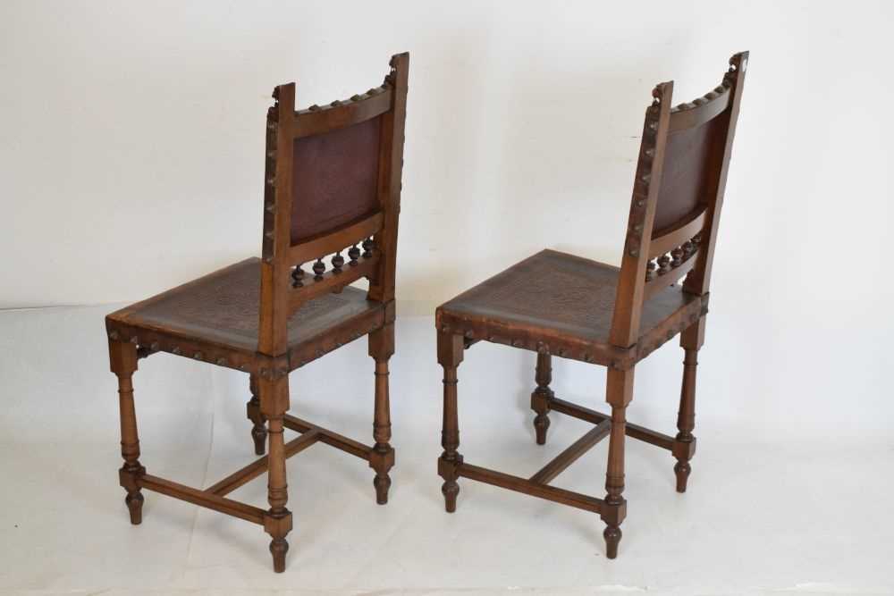 Set of eight fruitwood and leather chairs - Image 11 of 14