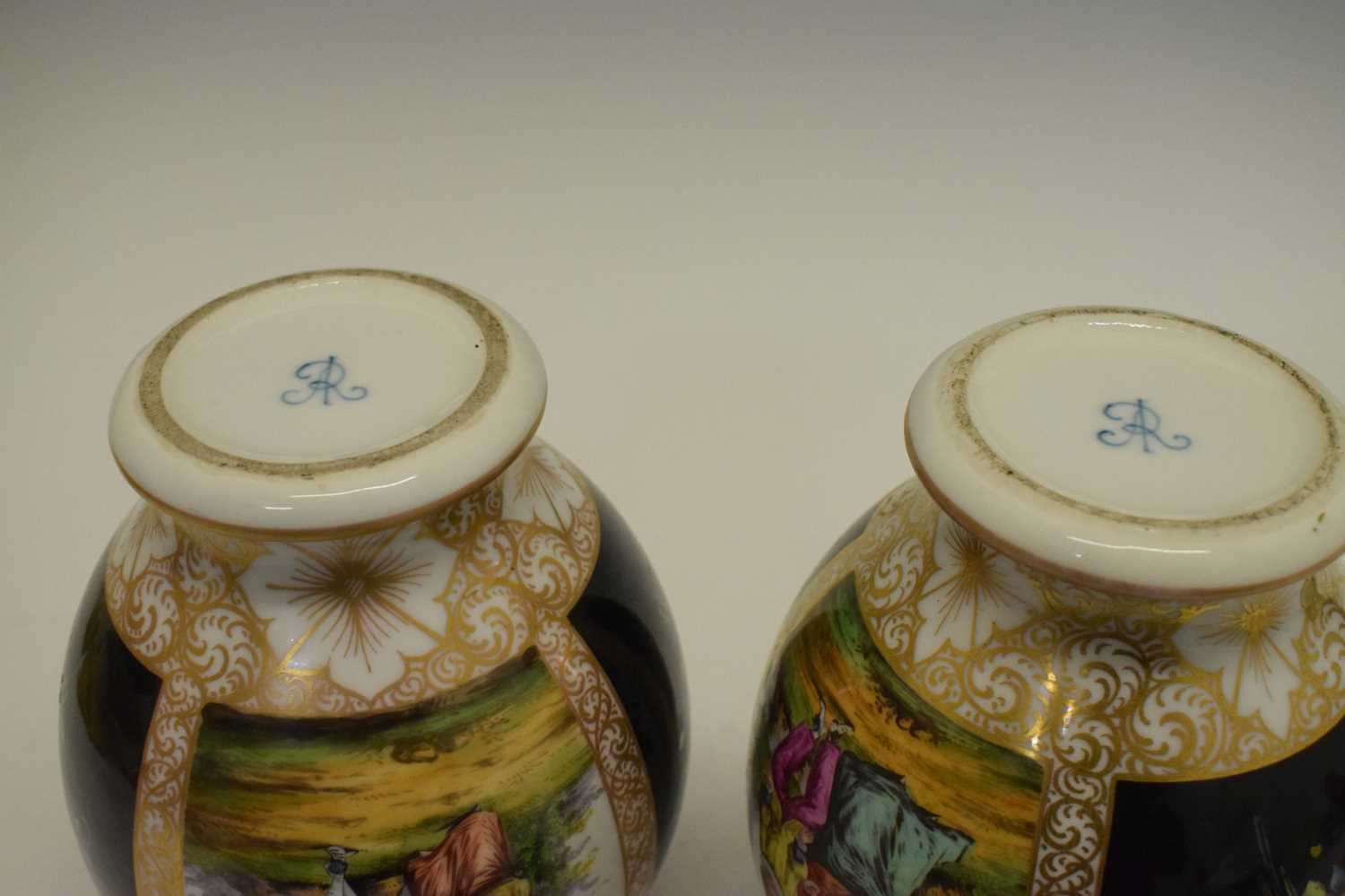 Pair of Dresden vases and covers - Image 8 of 9