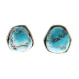 Turquoise set ear studs