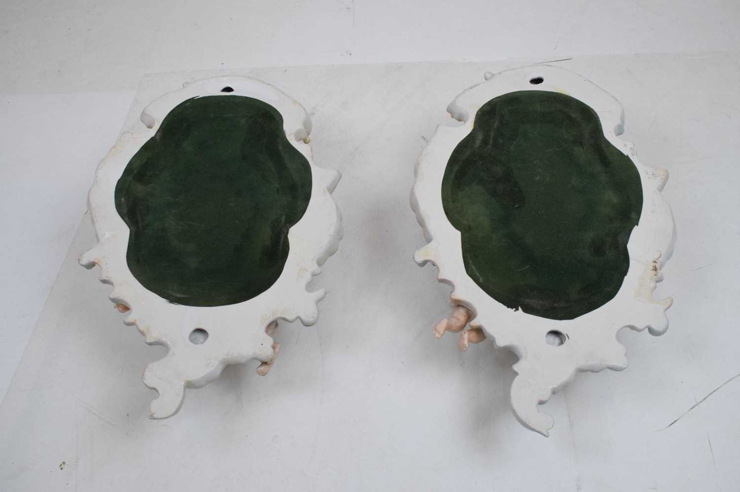 Pair of 20th Century German Sitzendorf porcelain mirrors - Image 6 of 7