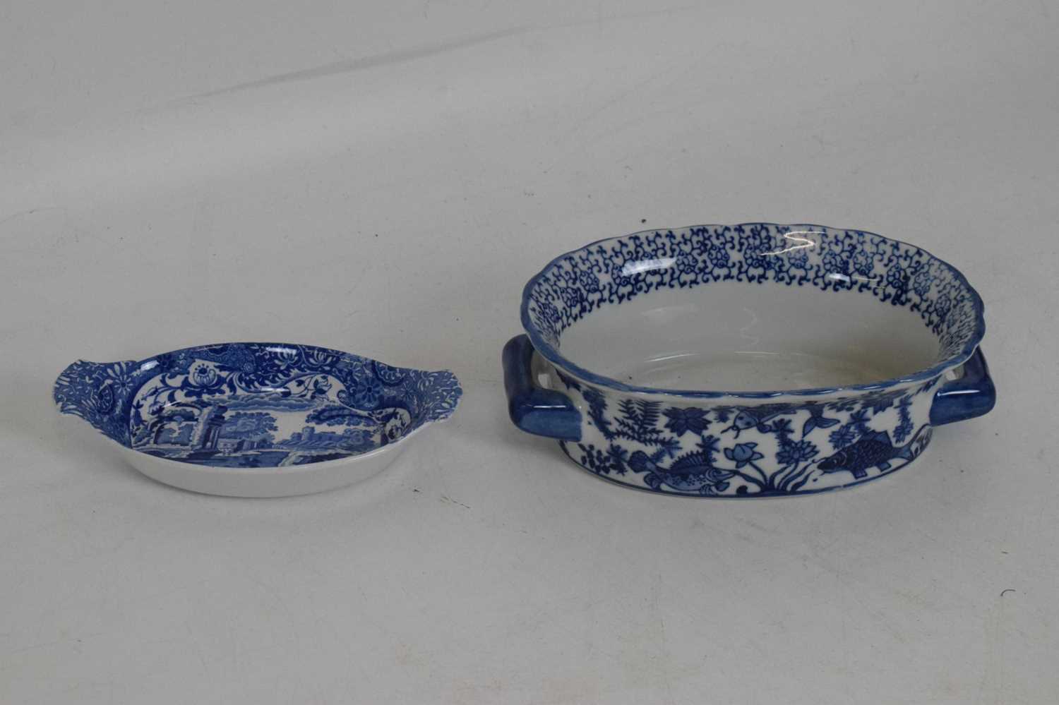 Two blue and white meat plates, Ivanhoe tureen with cover - Image 10 of 15