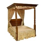 Mahogany and oak four-poster bed