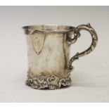 Early Victorian silver jug with cast leaf foot