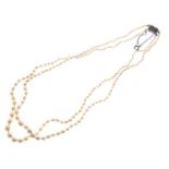 Two-row graduated cultured pearl necklace
