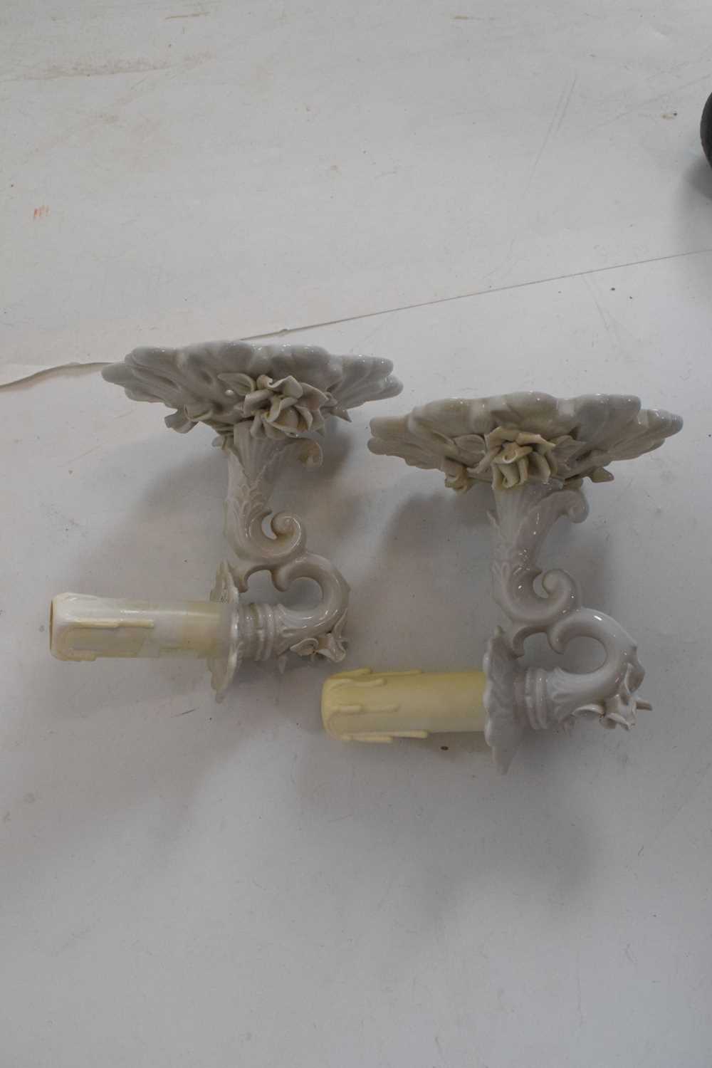 Quantity of wall lights to include pair of white porcelain wall lights - Image 9 of 12