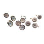 Ten various mother-of-pearl and enamel-decorated dress buttons