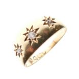 18ct gold ring gypsy set three old-cut diamonds