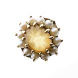 9ct gold, citrine and split-pearl cluster ring