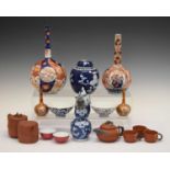 Two Imari pattern vases together with a quantity of Japanese and Chinese ceramics