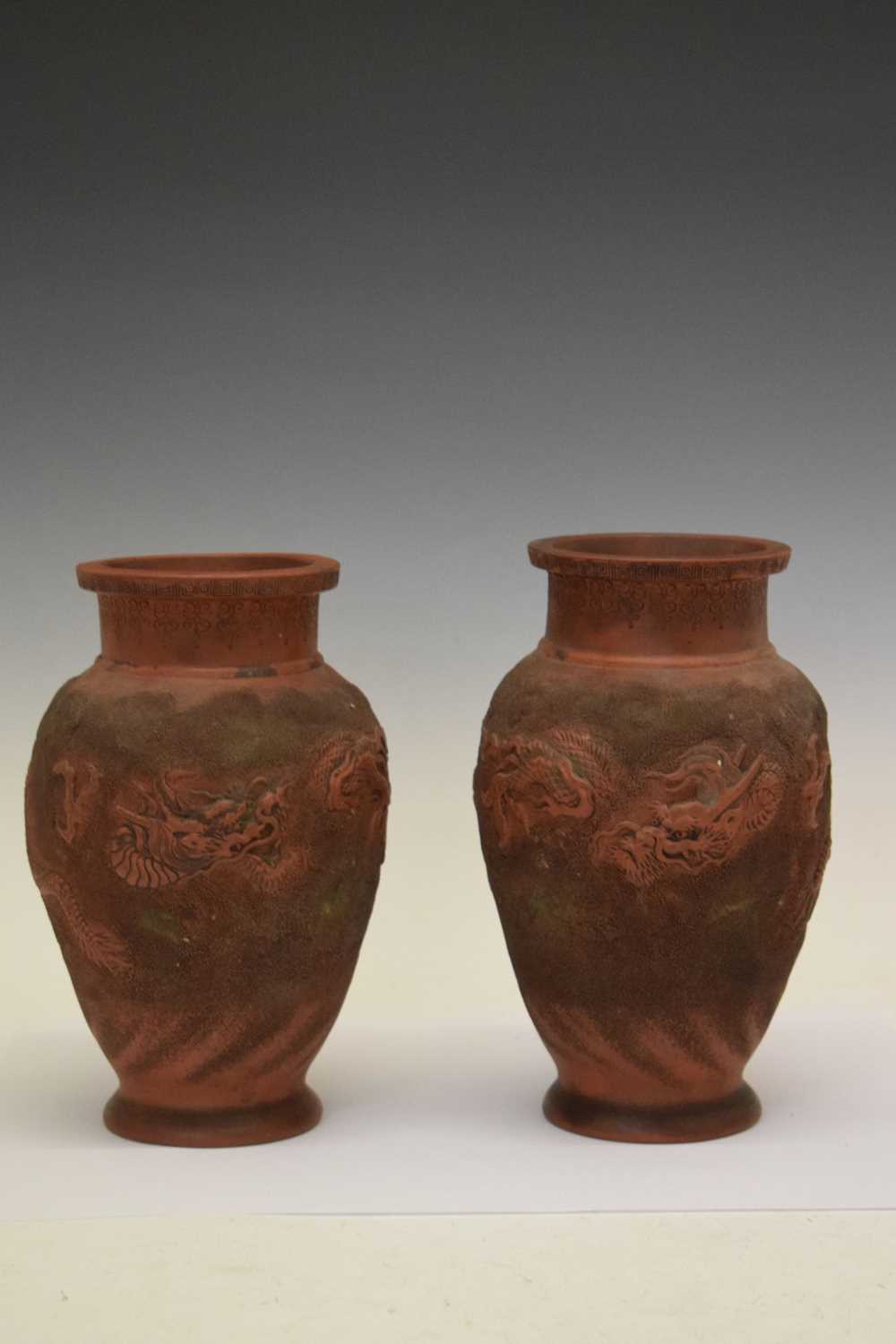 Pair of Chinese pottery vases with dragon decoration, - Image 13 of 18