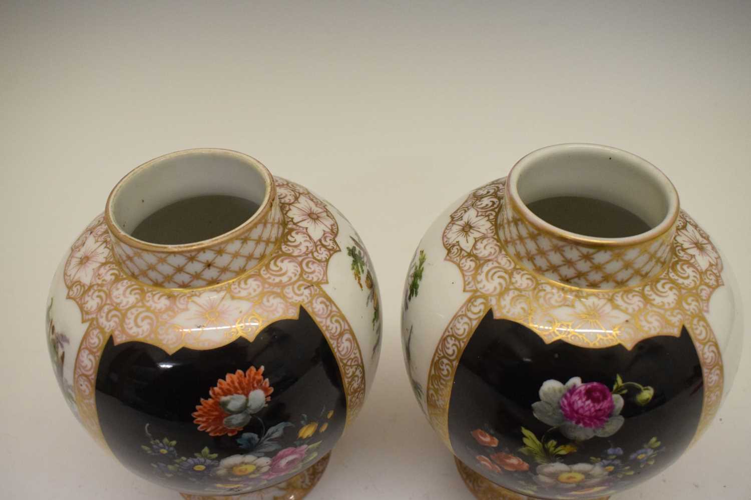 Pair of Dresden vases and covers - Image 7 of 9